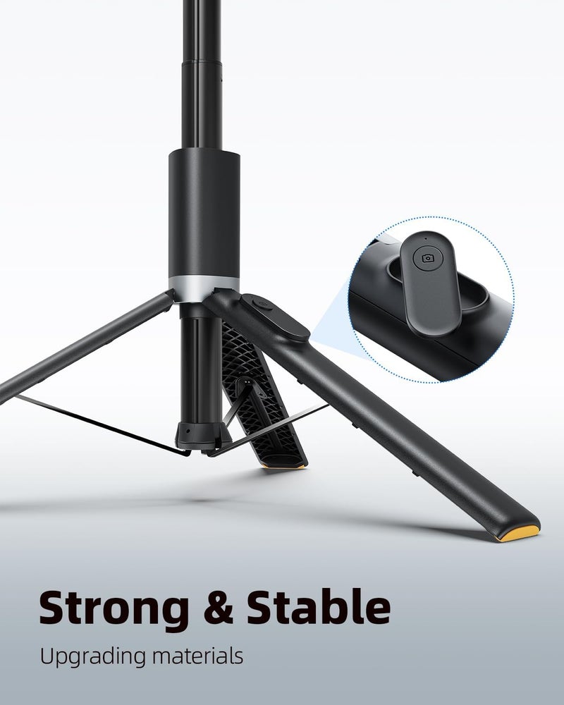 TODI 63" Cell Phone Selfie Stick Tripod, Portable Tripod for iPhone with Wireless Remote, Extendable Smartphone Stand, All-in-1, Compatible with iPhone/Android - Image 2